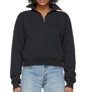 Re/Done Black 70s Half-Zip Sweatshirt in size S, preloved, good condition
